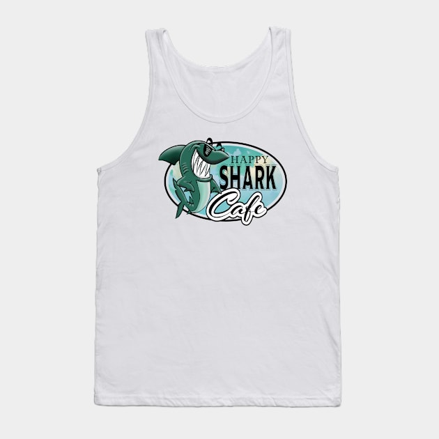 Happy Shark Cafe Tank Top by PeggyNovak